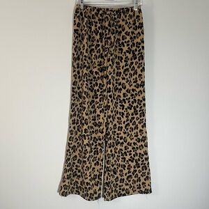 PacSun Size XS Leopard Pull-On Wide Leg Pants High-Rise w/ Waist Drawstring Used